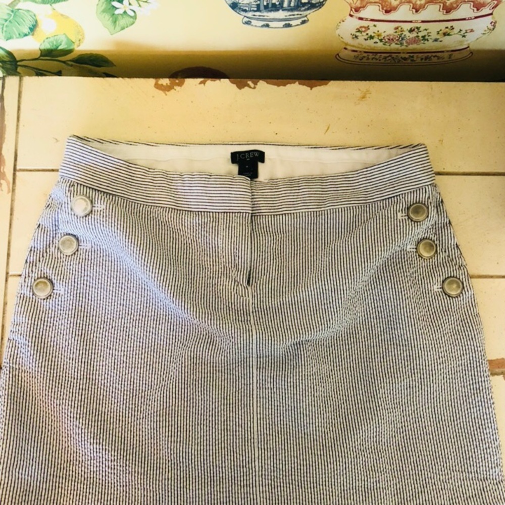 J. Crew seersucker skirt.